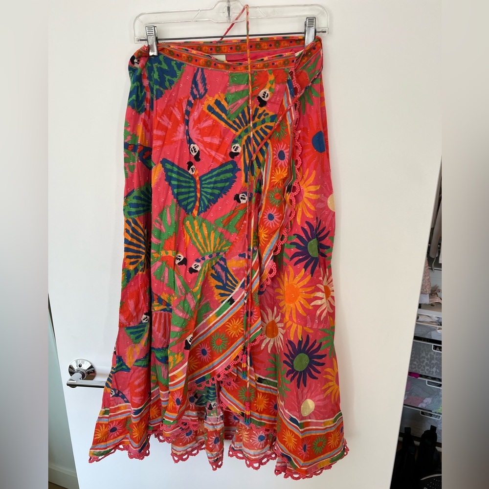 Farm Rio tie midi skirt